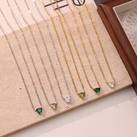 304 Stainless Steel White Gold Plated Gold Plated Elegant Sweet Plating Inlay Solid Color Zircon Pendant Necklace main image 4