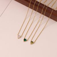 304 Stainless Steel White Gold Plated Gold Plated Elegant Sweet Plating Inlay Solid Color Zircon Pendant Necklace main image 5