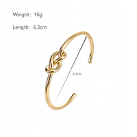 Stainless Steel 14K Gold Plated Vintage Style Simple Style Solid Color Knot Bangle main image 9