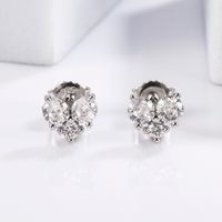 1 Pair Glam Romantic Shiny Star Moon Oval Plating Inlay Sterling Silver Zircon White Gold Plated Ear Studs main image 3