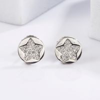 1 Pair Glam Romantic Shiny Star Moon Oval Plating Inlay Sterling Silver Zircon White Gold Plated Ear Studs main image 4