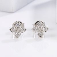 1 Pair Glam Romantic Shiny Star Moon Oval Plating Inlay Sterling Silver Zircon White Gold Plated Ear Studs main image 5