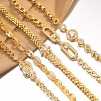 Copper 18K Gold Plated Elegant Shiny Inlay Flower Snake Zircon Bracelets main image 3