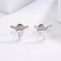 1 Pair Glam Romantic Shiny Star Moon Oval Plating Inlay Sterling Silver Zircon White Gold Plated Ear Studs main image 7