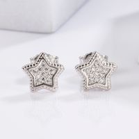 1 Pair Glam Romantic Shiny Star Moon Oval Plating Inlay Sterling Silver Zircon White Gold Plated Ear Studs main image 8