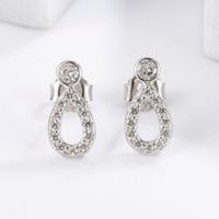 1 Pair Glam Romantic Shiny Star Moon Oval Plating Inlay Sterling Silver Zircon White Gold Plated Ear Studs main image 9