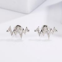 1 Pair Glam Romantic Shiny Star Moon Oval Plating Inlay Sterling Silver Zircon White Gold Plated Ear Studs main image 10