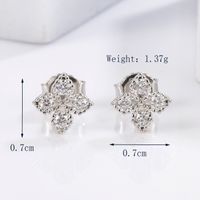 1 Pair Glam Romantic Shiny Star Moon Oval Plating Inlay Sterling Silver Zircon White Gold Plated Ear Studs sku image 1