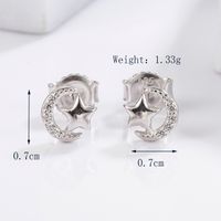 1 Pair Glam Romantic Shiny Star Moon Oval Plating Inlay Sterling Silver Zircon White Gold Plated Ear Studs sku image 2
