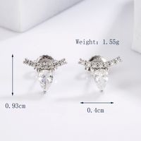 1 Pair Glam Romantic Shiny Star Moon Oval Plating Inlay Sterling Silver Zircon White Gold Plated Ear Studs sku image 3