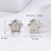 1 Pair Glam Romantic Shiny Star Moon Oval Plating Inlay Sterling Silver Zircon White Gold Plated Ear Studs sku image 6