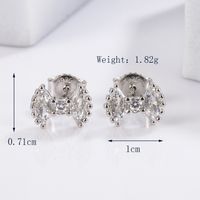 1 Pair Glam Romantic Shiny Star Moon Oval Plating Inlay Sterling Silver Zircon White Gold Plated Ear Studs sku image 7