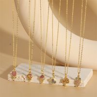 Copper 14K Gold Plated Vintage Style Simple Style Commute Inlay Ice Cream Tree Flower Zircon Pendant Necklace main image 1