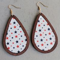 1 Pair Bohemian Water Droplets American Flag Wood Drop Earrings main image 9