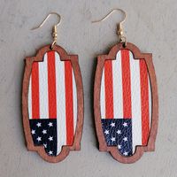 1 Pair Bohemian Water Droplets American Flag Wood Drop Earrings main image 4