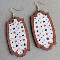 1 Pair Bohemian Water Droplets American Flag Wood Drop Earrings main image 7