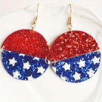 1 Pair IG Style Casual Bohemian Color Block Star Sequins Layered Pu Leather Drop Earrings sku image 2