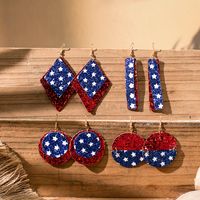 1 Pair IG Style Casual Bohemian Color Block Star Sequins Layered Pu Leather Drop Earrings main image 3