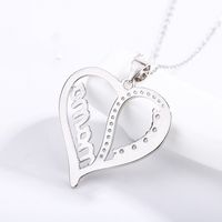 IG Style MAMA Shiny Letter Heart Shape Sterling Silver Hollow Out Inlay Zircon Pendant Necklace 1 Piece main image 4
