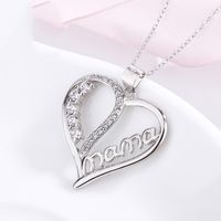 IG Style MAMA Shiny Letter Heart Shape Sterling Silver Hollow Out Inlay Zircon Pendant Necklace 1 Piece main image 6