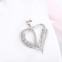 IG Style MAMA Shiny Letter Heart Shape Sterling Silver Hollow Out Inlay Zircon Pendant Necklace 1 Piece sku image 1