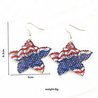 1 Pair Simple Style Classic Style American Flag Printing Arylic Metal Drop Earrings main image 7