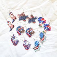 1 Pair Simple Style Classic Style American Flag Printing Arylic Metal Drop Earrings main image 1