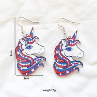1 Pair Simple Style Classic Style American Flag Printing Arylic Metal Drop Earrings main image 4