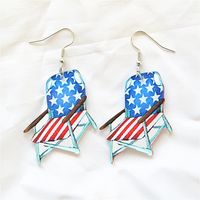 1 Pair Simple Style Classic Style American Flag Printing Arylic Metal Drop Earrings sku image 3
