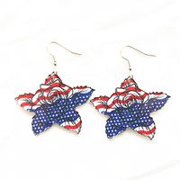1 Pair Simple Style Classic Style American Flag Printing Arylic Metal Drop Earrings sku image 4