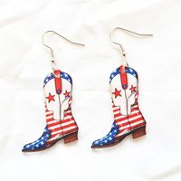 1 Pair Simple Style Classic Style American Flag Printing Arylic Metal Drop Earrings sku image 5