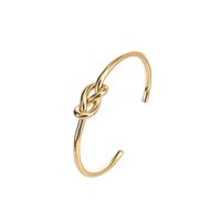 Stainless Steel 14K Gold Plated Vintage Style Simple Style Solid Color Knot Bangle sku image 2
