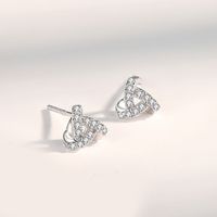 1 Pair Glam Sweet Solid Color Inlay Sterling Silver Zircon Ear Studs main image 1