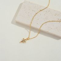 Copper 14K Gold Plated Vintage Style Simple Style Commute Inlay Cross Palm Zircon Pendant Necklace main image 6