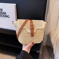 Women's Straw Solid Color Vacation Flip Cover Straw Bag main image 1