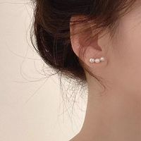 1 Pair Casual Simple Style Solid Color Round Inlay Alloy Pearl Ear Studs main image 1