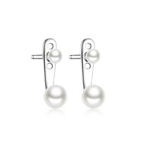 1 Pair Casual Streetwear Geometric Inlay Sterling Silver Pearl White Gold Plated Ear Studs sku image 1