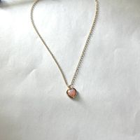 Wholesale Simple Style Heart Shape 304 Stainless Steel Artificial Opal Copper Plating Pendant Necklace sku image 1