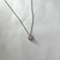 Wholesale Simple Style Heart Shape 304 Stainless Steel Artificial Opal Copper Plating Pendant Necklace sku image 2
