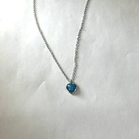 Wholesale Simple Style Heart Shape 304 Stainless Steel Artificial Opal Copper Plating Pendant Necklace sku image 4