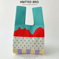 Women's Medium Polyester Color Block Cute Open Handbag sku image 5