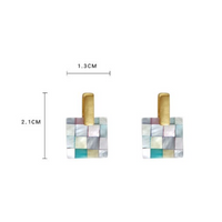 Simple Style Square Shell Inlay Women's Ear Studs 1 Pair main image 2