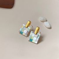 Simple Style Square Shell Inlay Women's Ear Studs 1 Pair main image 4