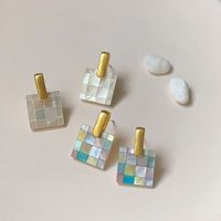 Simple Style Square Shell Inlay Women's Ear Studs 1 Pair main image 1