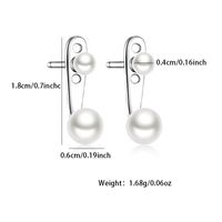 1 Pair Casual Streetwear Geometric Inlay Sterling Silver Pearl White Gold Plated Ear Studs main image 2