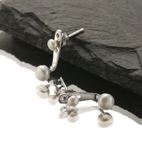 1 Pair Casual Streetwear Geometric Inlay Sterling Silver Pearl White Gold Plated Ear Studs main image 1