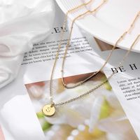Copper 14K Gold Plated Casual Cool Style Round Letter Double Layer Necklaces main image 1