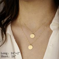 Copper 14K Gold Plated Casual Cool Style Round Letter Double Layer Necklaces main image 3