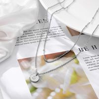 Copper 14K Gold Plated Casual Cool Style Round Letter Double Layer Necklaces main image 6