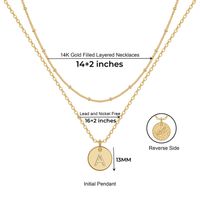 Copper 14K Gold Plated Casual Cool Style Round Letter Double Layer Necklaces main image 2